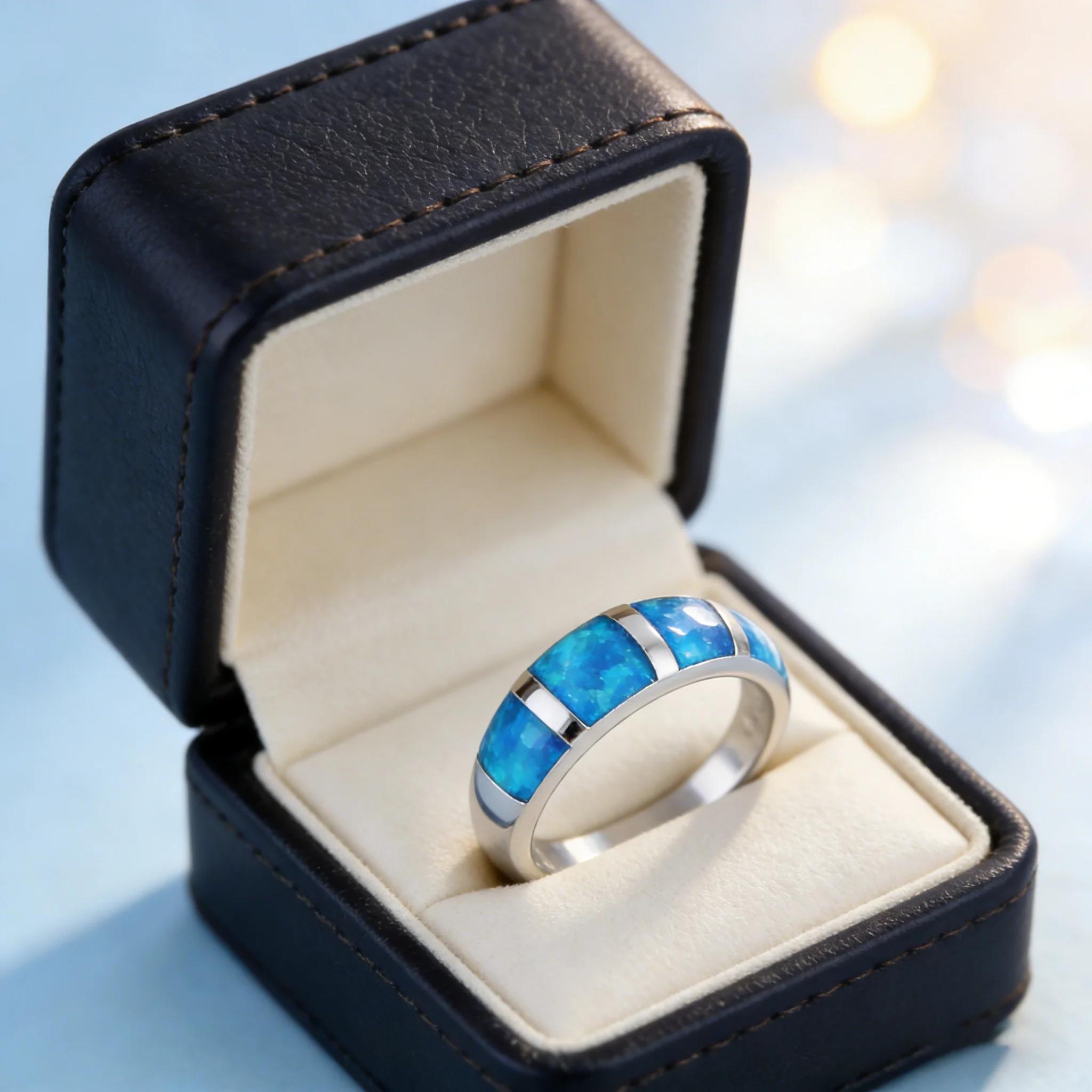 Opal Copper Ring for Women Men Gothic Vintage Jewelry Luxury Wedding Engagement Couple Matching Cocktail Rings Set Gift for Her