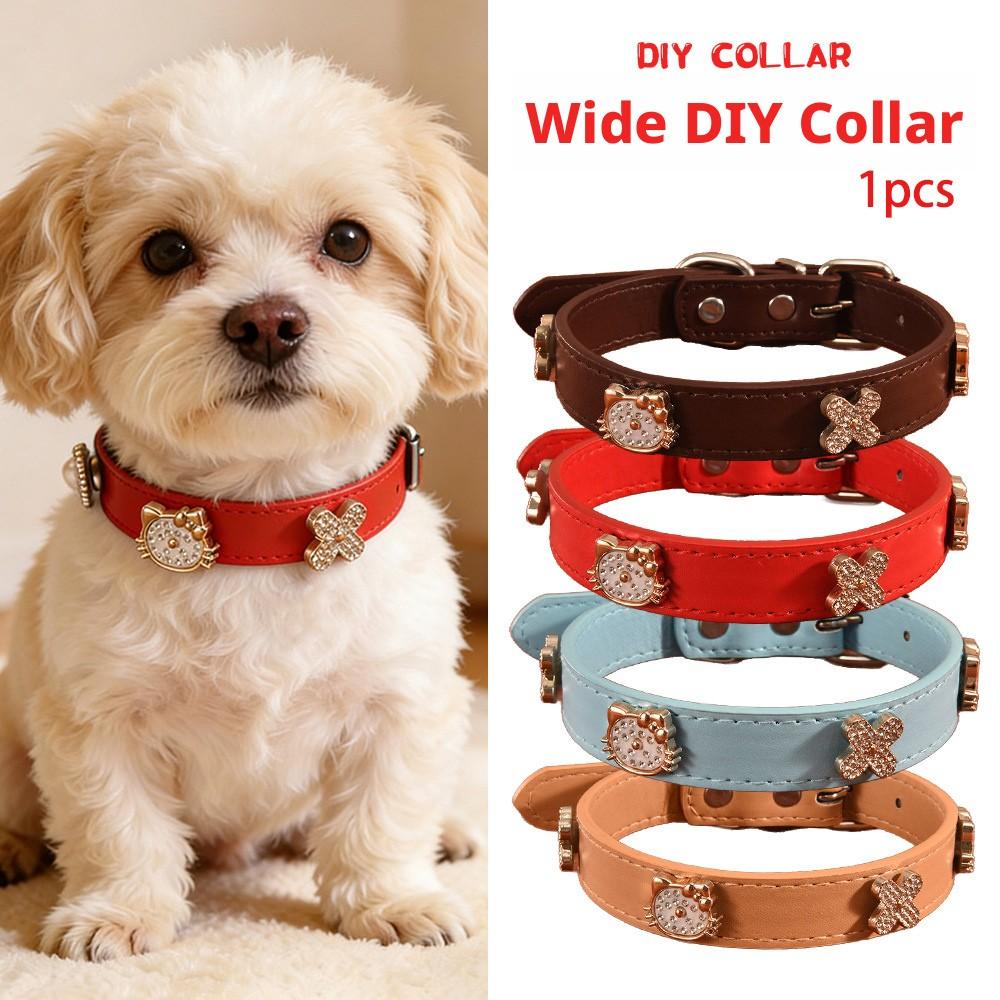 Leather Pet Collar for Small Dogs and Cats, Pearl and Rhinestone Design, Stylish Dog Harness Accessory, Elegant Cat Necklace
