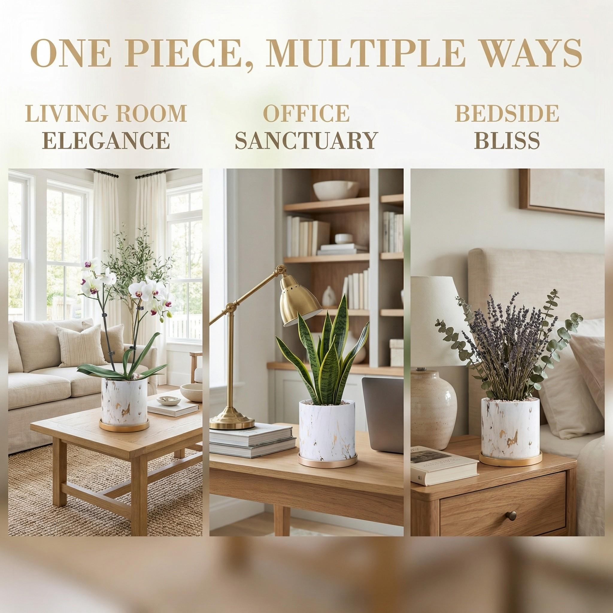 Butterfly Orchid Ceramic Small Flower Pot, Luxury High-End Marble Pattern Home Large Vase, Elegant Decorative Planter