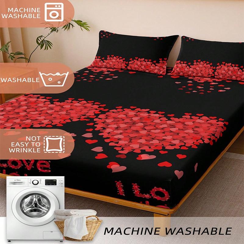 1PC Printed Fitted Sheet, Machine Washable, Soft & Comfortable, Anti-Slip & Non-Curl Design, Warm & Skin-Friendly for All Seasons, Festive Home Decor, Soft Breathable Sheet (No Pillowcase Included)