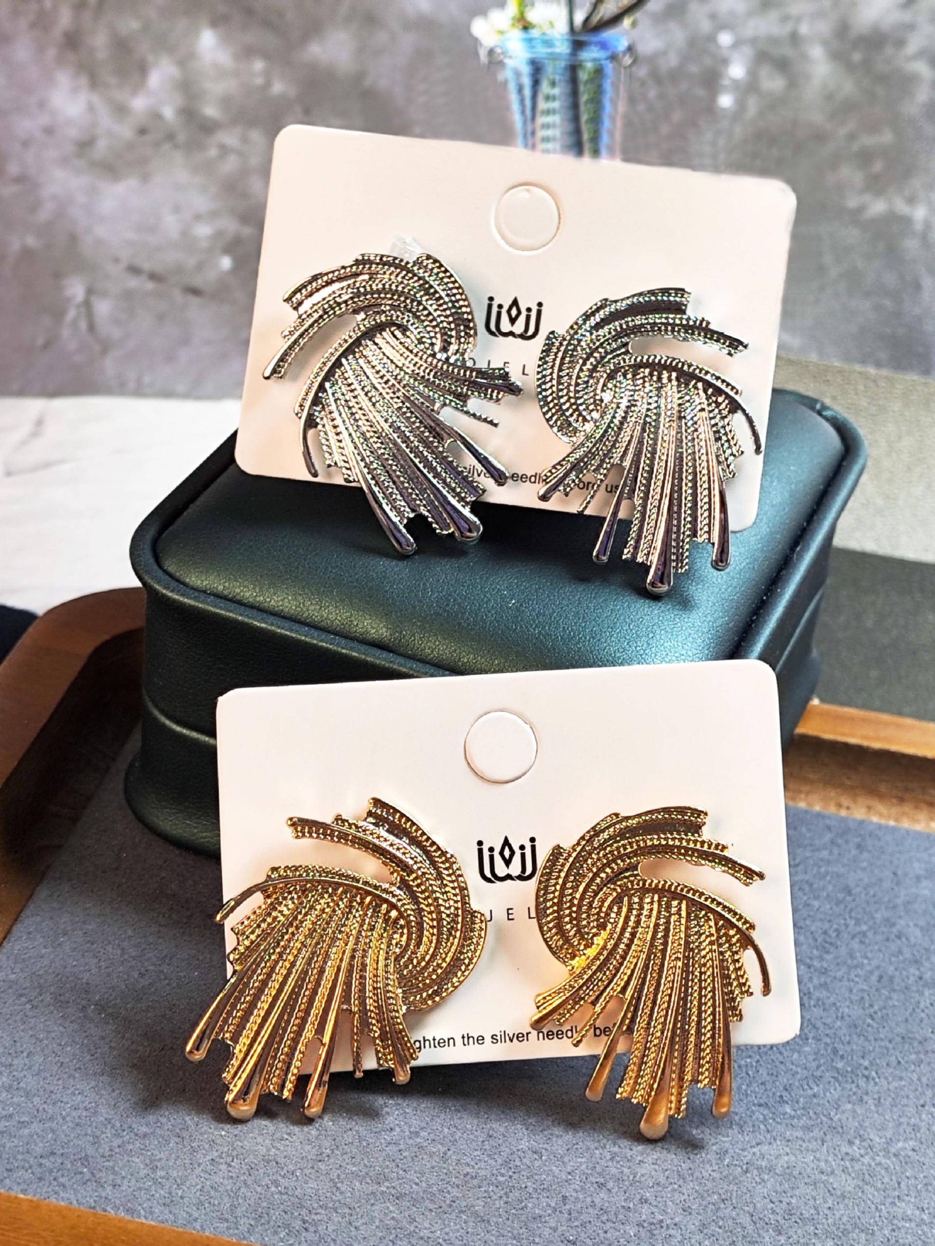 Vintage Hong Kong Style Firework Earrings, Plated, Non-Fading, Irregular Design, Perfect for Women Daily Parties Holidays