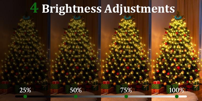 8 Modes Easy Christmas Tree Lights with Ring,6.6FT x 16 Fairy 448 LEDs String Lights,Timer Dimmable Remote  Lights for 6-8 Ft Xmas Tree Decor (Warm White)
