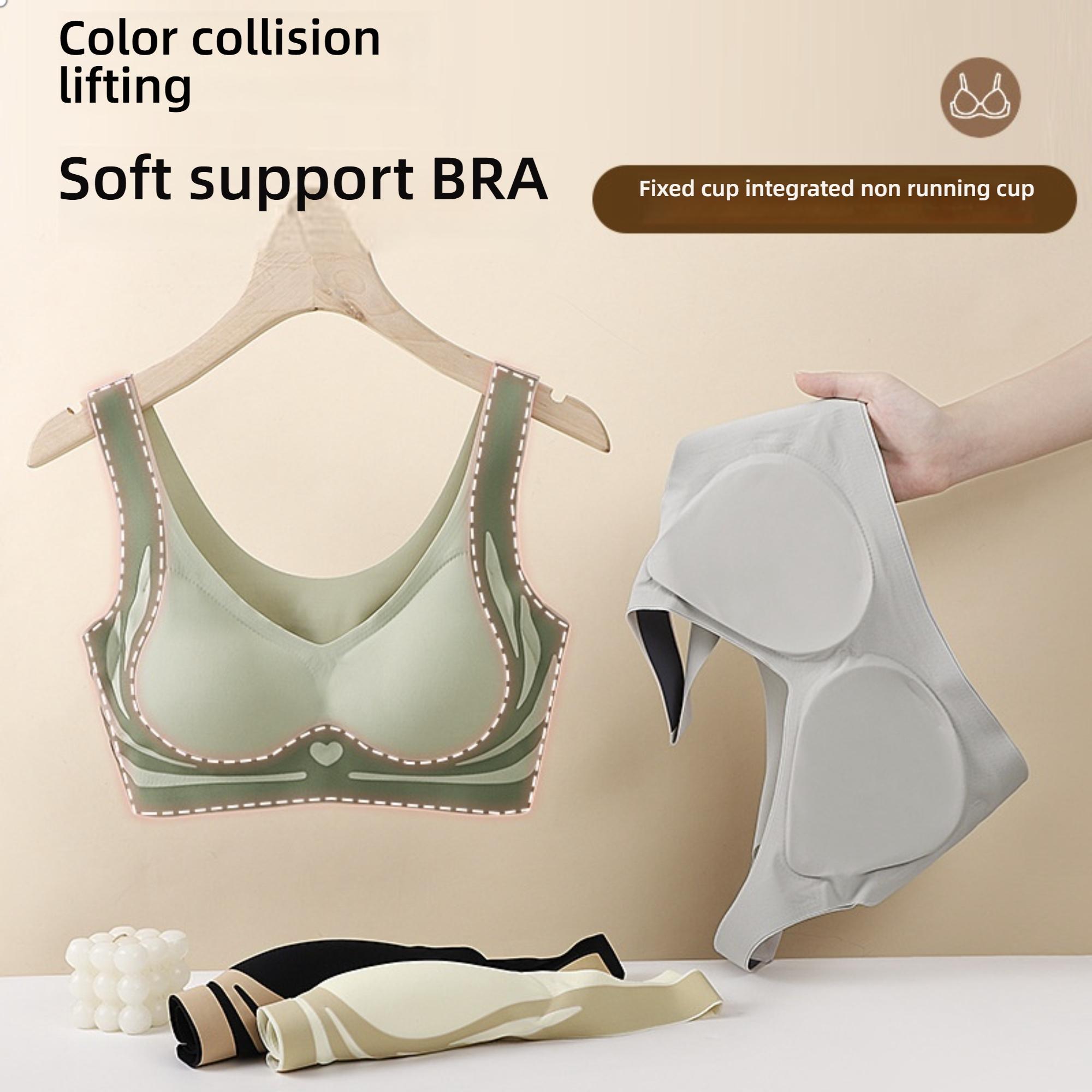 Wireless Backless Fixed Cup Anti-Gravity Soft Support Small Bust Lift Prevent Sagging Underwire Bra, Plus Size Women's Bras