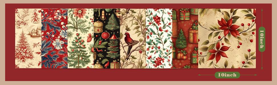 Christmas Fabric Crafts Handmade Patchwork Christmas Craft Supplies Sewing Printed Fabric Vintage  Quilting Squares for Beginner Craftsmen Christmas Gifts Christmascraft Ornaments Crafting DIY Craft Sewing Rag Garland Christmas Stocking