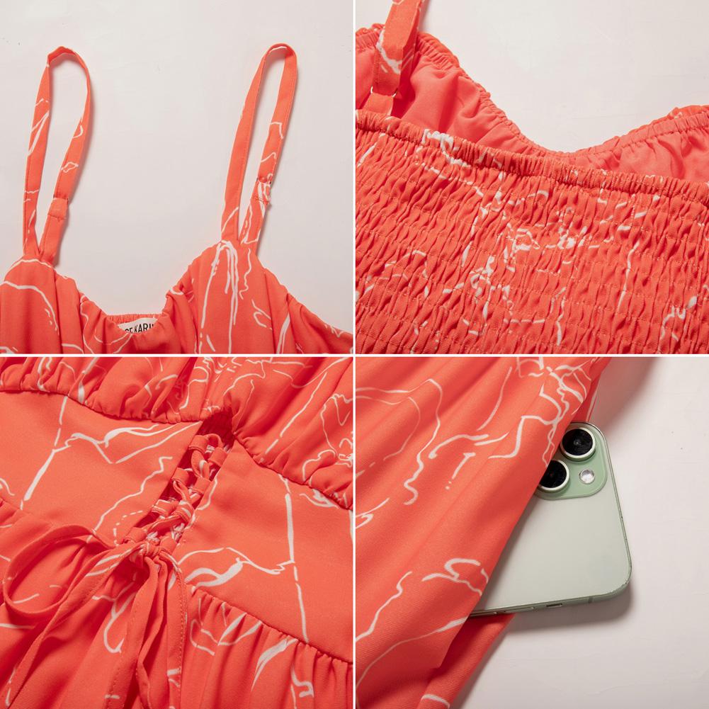 【GRACE KARIN】 Women's Summer Floral Dress Spaghetti Strap Smocked Tiered Casual Boho Maxi Long Sundress with Pockets SpringStatements