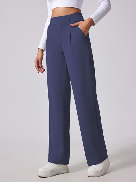 Women's Solid High Waist Trousers, Casual Comfy Trousers for Work Office Business, Ladies Bottoms for All Seasons, Casual Loose Pants
