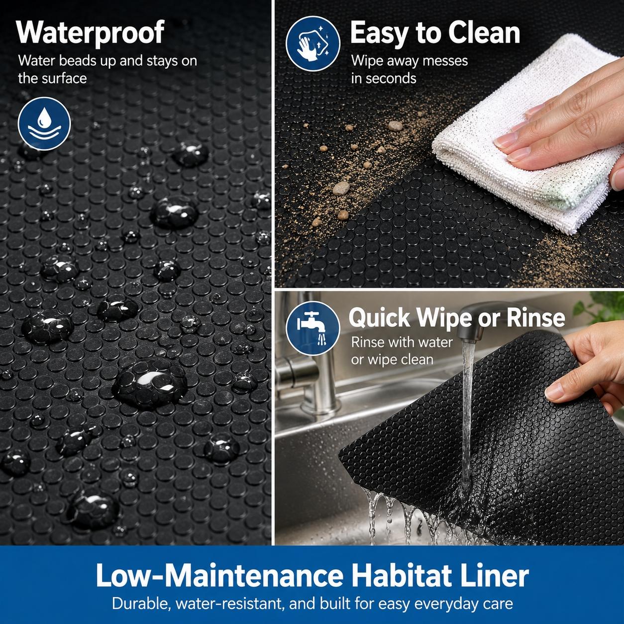 Reptile Terrarium Liner Mat, EVA Non Adhesive Tank Substrate for Leopard Gecko Snake Lizard Tortoise Bearded Dragon, Waterproof Easy Clean Reptile Carpet Bedding, Liner Protector for Pet Enclosure, Kitchen Storage Organizer and Home Moisture Resistant Mat