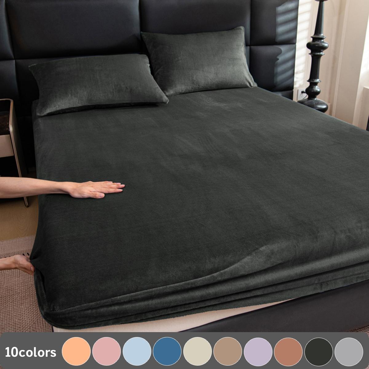 2/3-Piece Solid Color Fitted Sheet & Pillowcase Set, Bed Sheets Set – Includes 1 Deep Pocket Fitted Sheet + 2 Pillowcases, Soft Noiseless Breathable & Stain-Resistant, Machine Washable, Ideal for Bedroom, Guest Room, Dorm, Kids, Pets