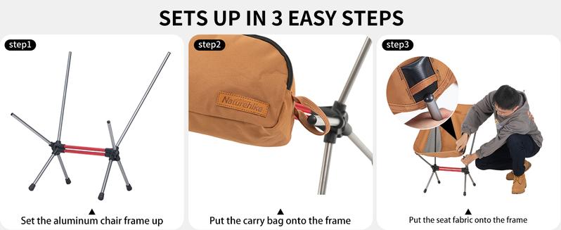 Naturehike YL08/09 Ultralight Camping Chair – 2.12 LBS Lightweight, Portable & Foldable with Anti-Sinking Feet – Ideal for Camping, Hiking & Travel outdoor backpack Folding Outdoorfun Hiking Essentials