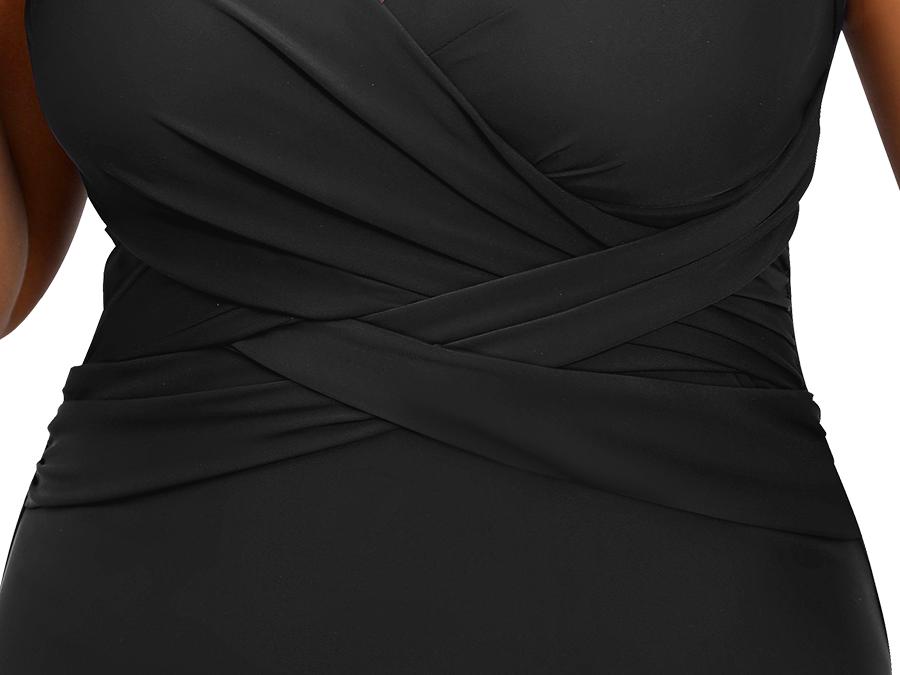 Tempt Me Plus Size One Piece Swimsuits for Women Tummy Control Retro Bathing Suit Cross Front Swimwear