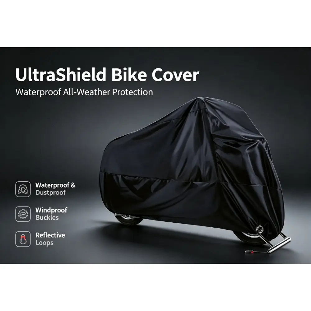 190T Heavy-Duty Universal Motorcycle Cover, Fully Waterproof, Dustproof & Sun Resistant, All-Season Indoor & Outdoor Full Protection, Fits Sport Bikes, Cruisers, Scooters, Touring & Dirt Bikes