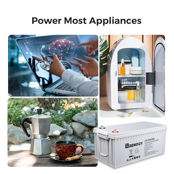 Renogy Deep Cycle AGM Battery 12 Volt 200Ah, 3% Self-Discharge Rate, 2000A Max Discharge Current, Safe Charge Most Home Appliances for RV, Camping, Cabin, Marine and Off-Grid System, Maintenance-Free