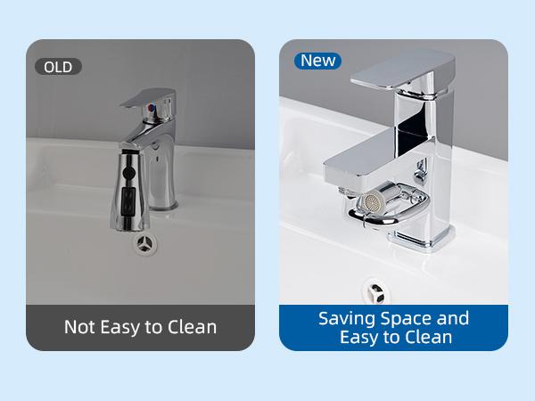 Hibbent 1440° Swivel Faucet Extender, Metal Rotatable Sink Faucet Aerator with Brass Extension, Dual Function 2 Modes Kitchen & Bathroom Sink Sprayer, Faucet Attachment for Gargle/Eye/Face Washing