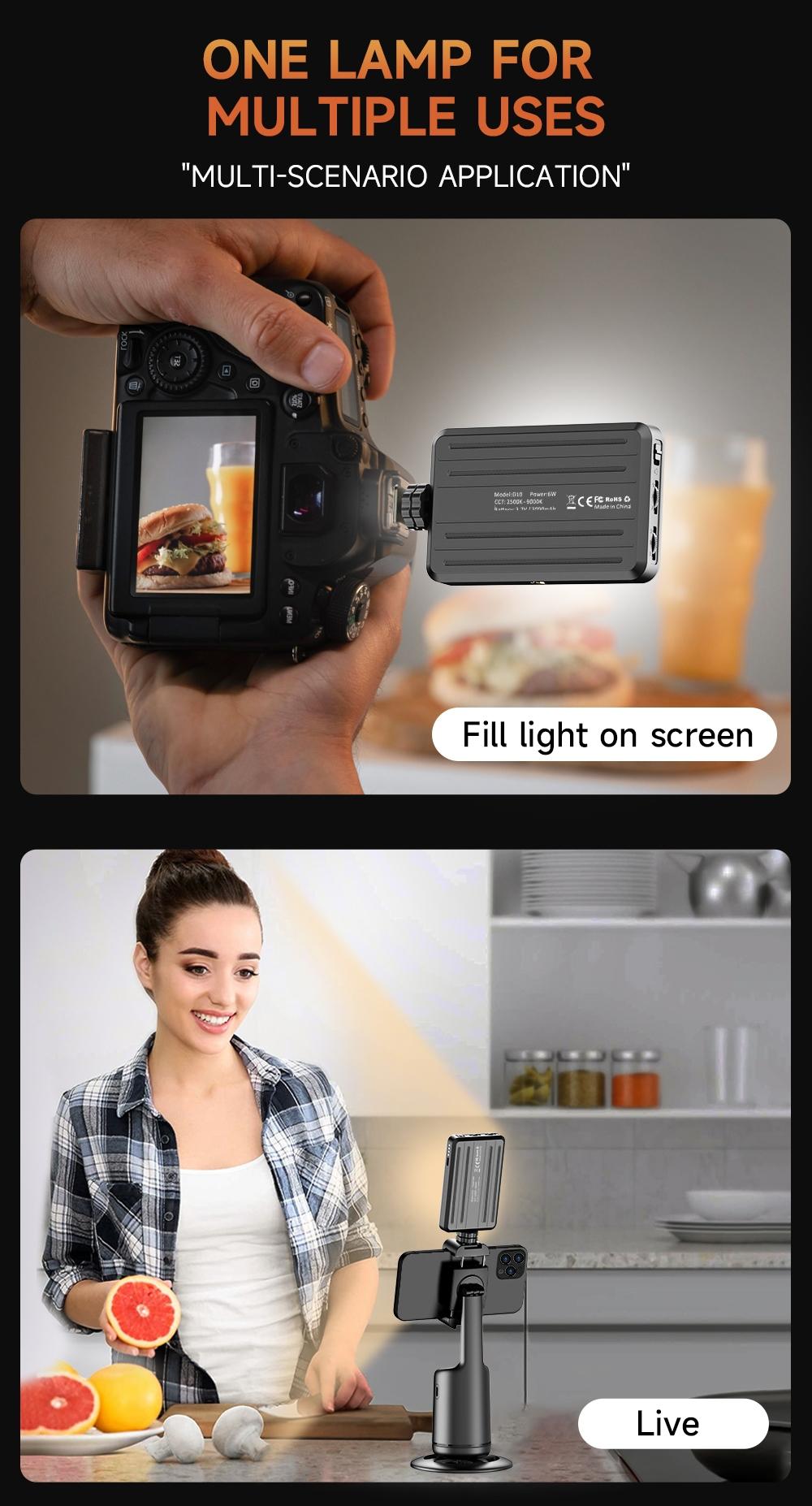 Portable Phone Light, Rectangular Camera Multi-Purpose Light, Enhances Photography & Video Quality, Built-In Battery Design, Camera Fill Light