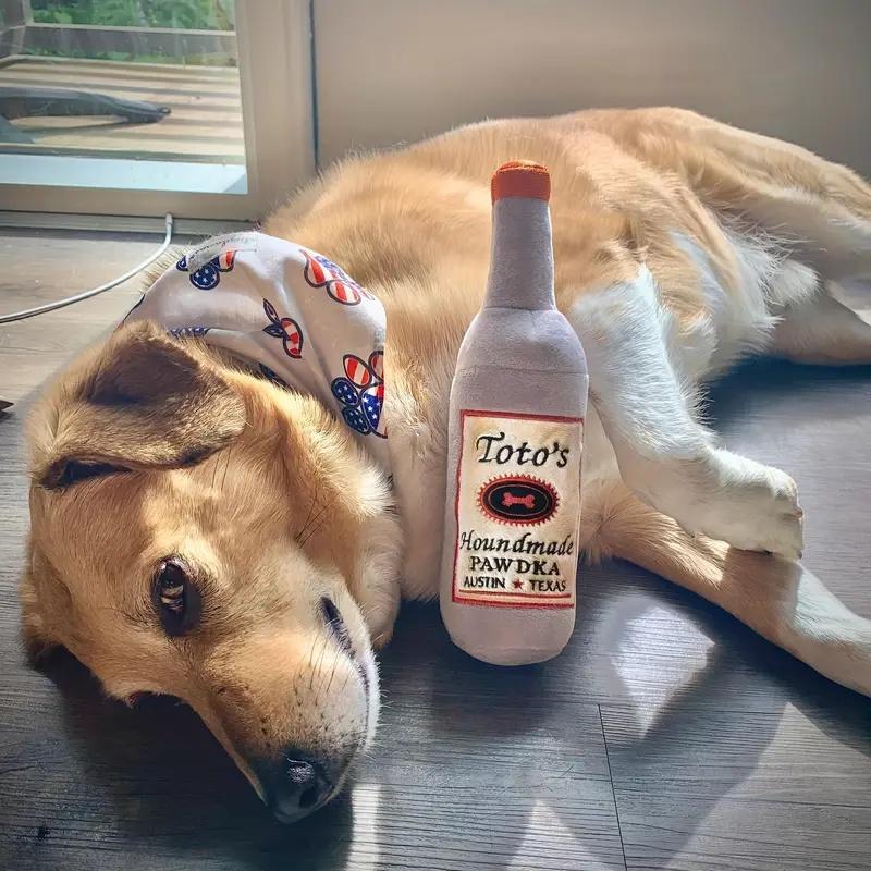 Vodka Design Plushie Toy for Dog, Sounding Interactive Chew Plush Dog Paw Toy, Dog Supplies, Pet Toys