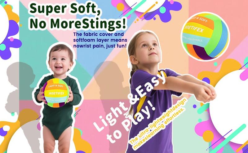 Soft Volleyball - Super Safe & Quiet for Kids Perfect for Indoor Games & Practice indoor outdoor gift Lightweight