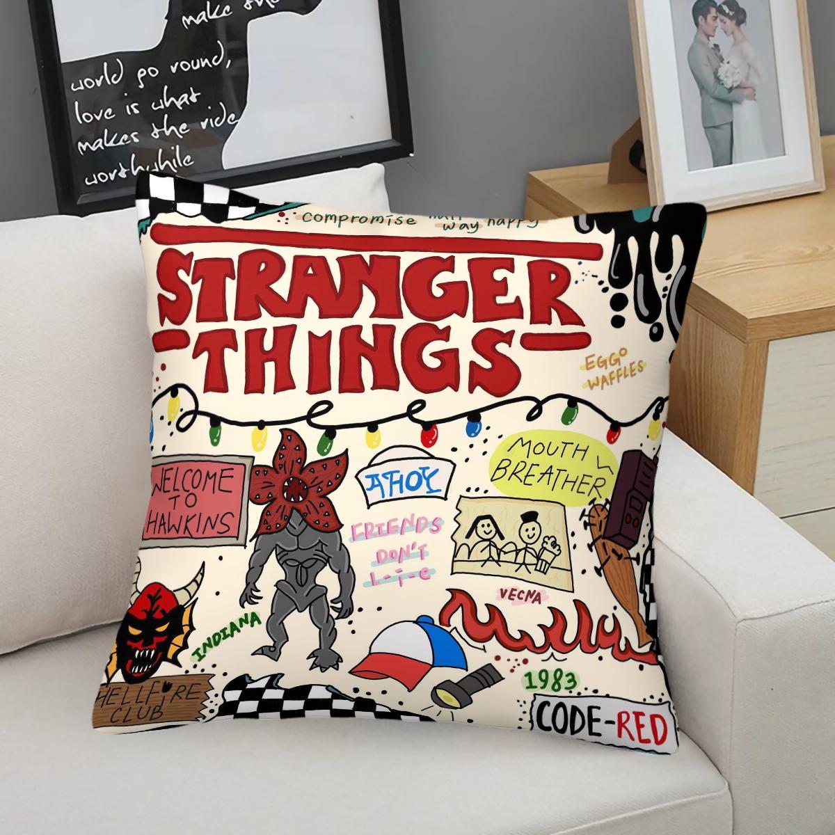 Stranger Things Pattern Throw Pillow, Soft And Comfortable Printed Design, Unique Print, Suitable For Living Room Sofa, Bedroom Headboard Pillow, And Office Nap
