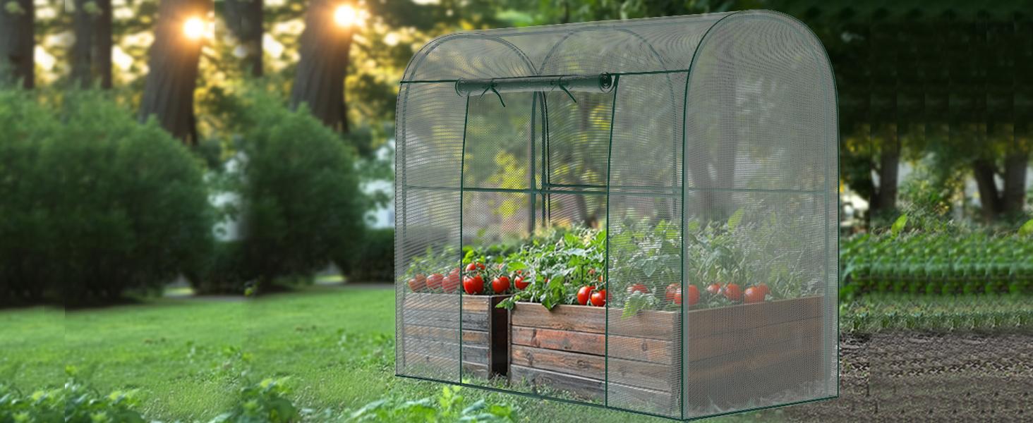 Lilypelle Crop Cage for Garden Plant, 9.8x3.3x6 Ft Large Plant Protection Tent with Zippered Door, Garden Bed Cover w/Frame for Garden, Yard, Lawn