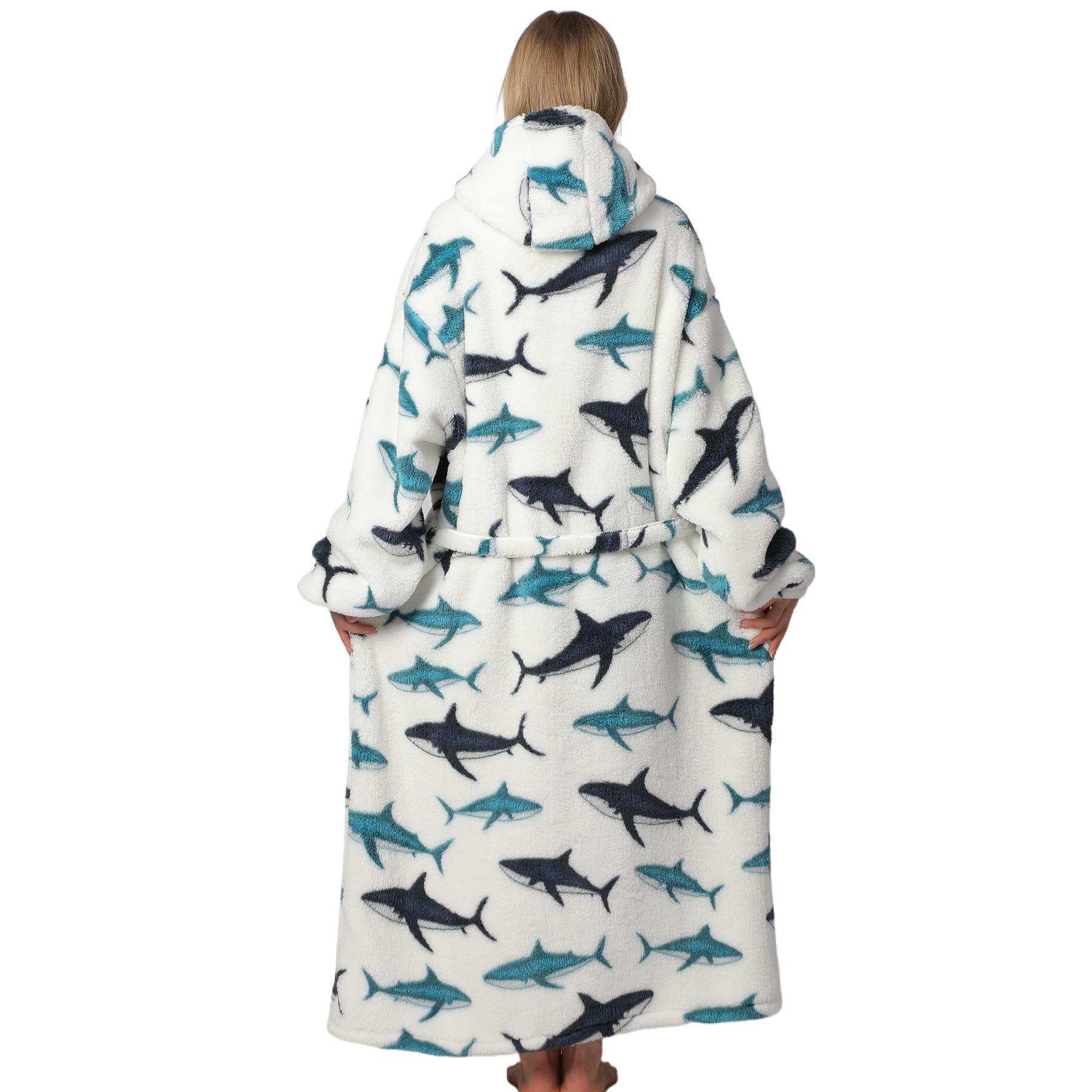 Msrlassn Cute Cartoon Pattern Valentine's Day Hooded Blanket as Birthday Gifts for Mom Women Girlfriend Men, Oversized Wearable Hooded Sweatshirt Pullover, Large Warm and Cozy Loungewear Womenswear Large Pocket Pajamas