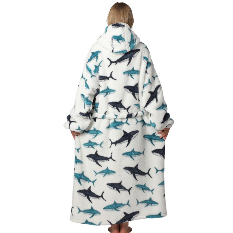 Msrlassn Cute Cartoon Pattern Valentine's Day Hooded Blanket as Birthday Gifts for Mom Women Girlfriend Men, Oversized Wearable Hooded Sweatshirt Pullover, Large Warm and Cozy Loungewear Womenswear Large Pocket Pajamas