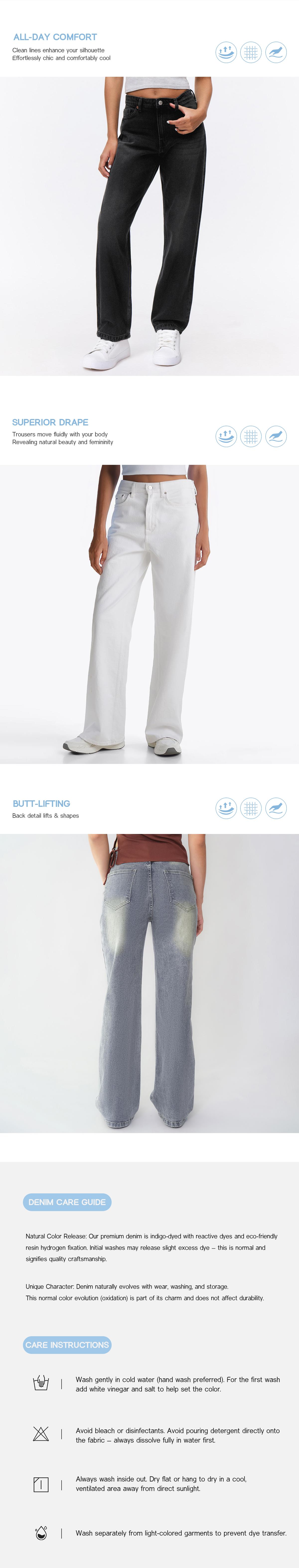 KatchMe Women's Minimalist High Waist Stretch Wide Leg Jeans, Casual Multi-Pocket Denim Trousers for Women, Classic Lady's Bottoms, Street Womenswear (US)