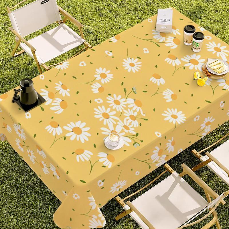 Daisy - Patterned Yellow Tablecloth, Rectangular Polyester Table Cover for Daily & Festive Use, Multiple Specifications Available, Multi - Color, Easy to Clean, Ideal for Home Dining & Special Occasions (Christmas - Themed Scene)