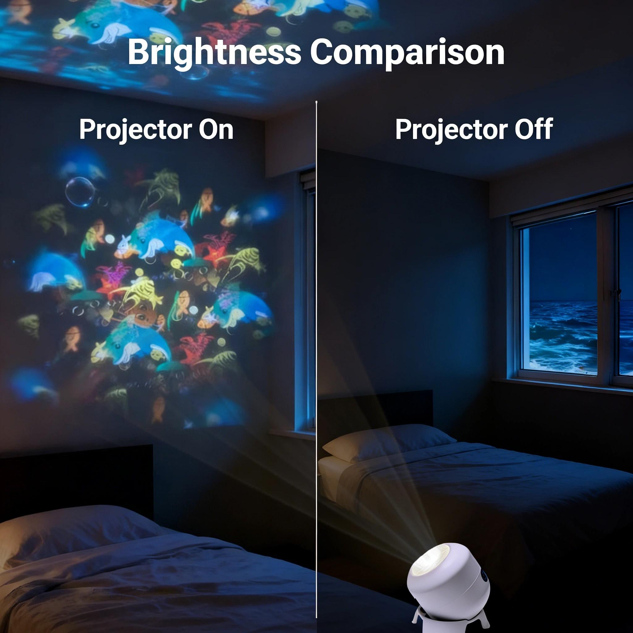 Seven Color Rotating Projector Light, Rechargeable LED Touch Control, Multi-Function Ambiance Lamp, Snowflake Ocean 16 Patterns, Christmas Halloween Stage Laser Projector