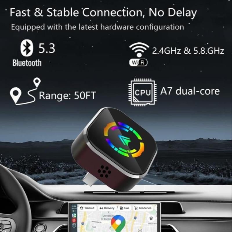Wireless Apple Carplay Adapter, Compatible with iPhone & Android, Fast Connection, Mini USB Design, Plug-And-Play, No Delay