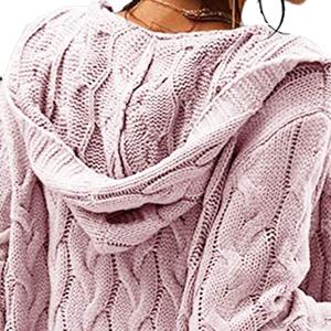 Saodimallsu Women's Hooded Open Front Cardigan Cable Knit Sweater Solid Color Chunky Long Sweater Coats Casual Fit Knitwear with Two Side Pockets Saodimallsu Women's Hooded Open Front Cardigan Cable Knit Sweater Solid Color Chunky Long Sweater Coats Casual Fit Knitwear with Two Side Pockets