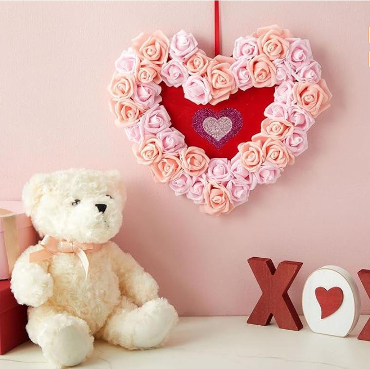 Artificial Rose Flower Heads Real Looking,Stemless Rose Artificial Flower Heads,DIY Real Touch 3D Artificial Foam Rose Head Without Stem for Wedding Party Home Decoration,Fake Roses Flowers Foam Blush Roses for DIY Wedding Centerpieces Party Baby Shower B