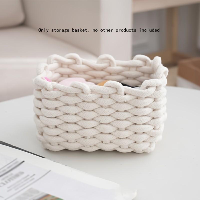 Handmade Polyester Storage Basket Stackable Cosmetic Organizer, Durable Design for Bedroom Living Room Vanity Decor, High-Quality Home Organization, Decorative Appeal