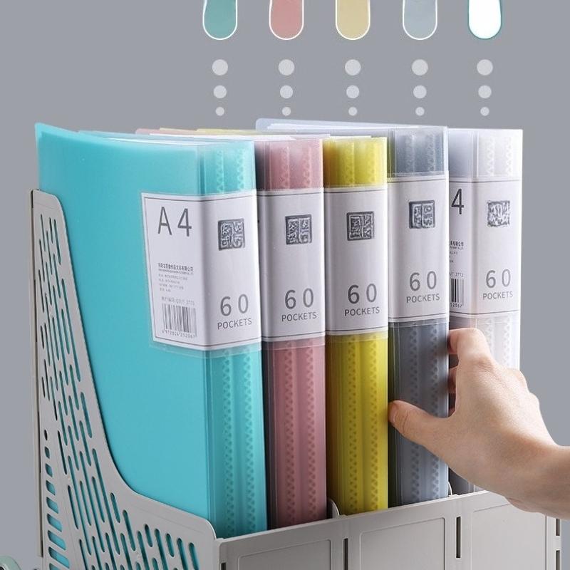 A4 60 Pockets Clear Document Folder, Multi-layer Page Flip File Organizer Large Capacity Portfolio Book for Office School