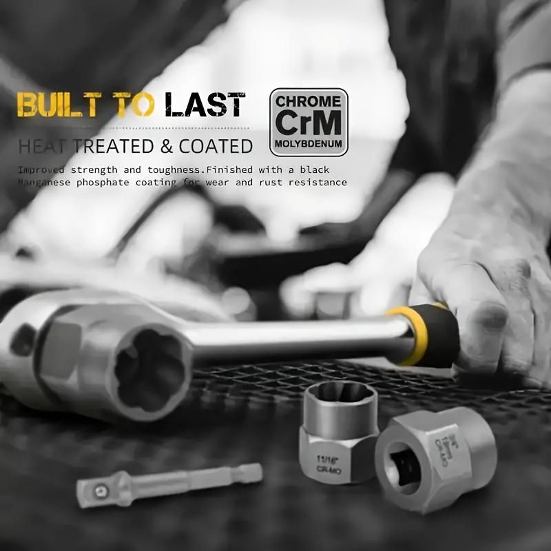 14-Piece Socket Set & Bolt/Nut Extractor Kit with Storage Case – Ideal for Automotive, Mechanical & Home Repairs