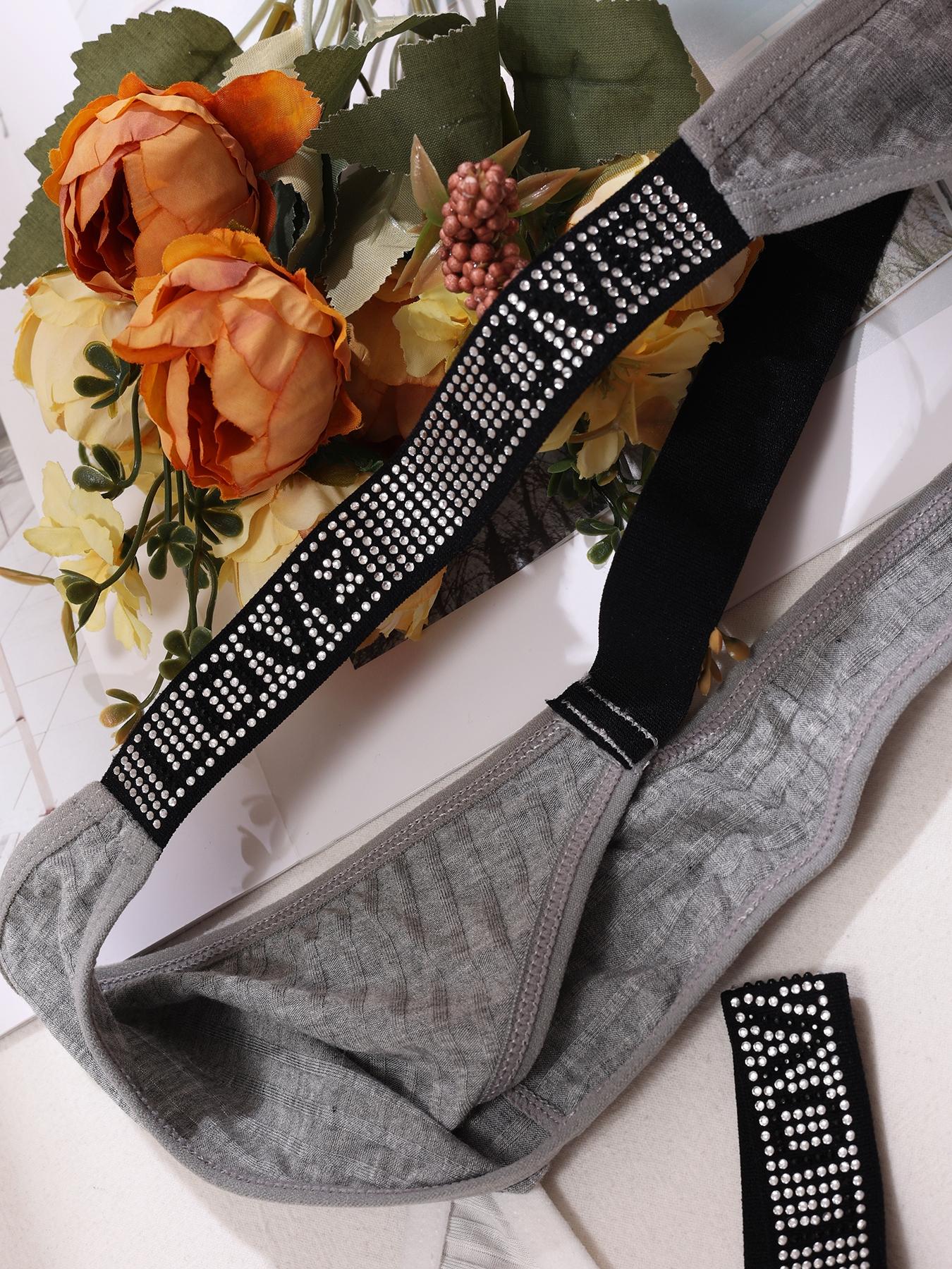 6PCS Diamond-encrusted modal comfort panties