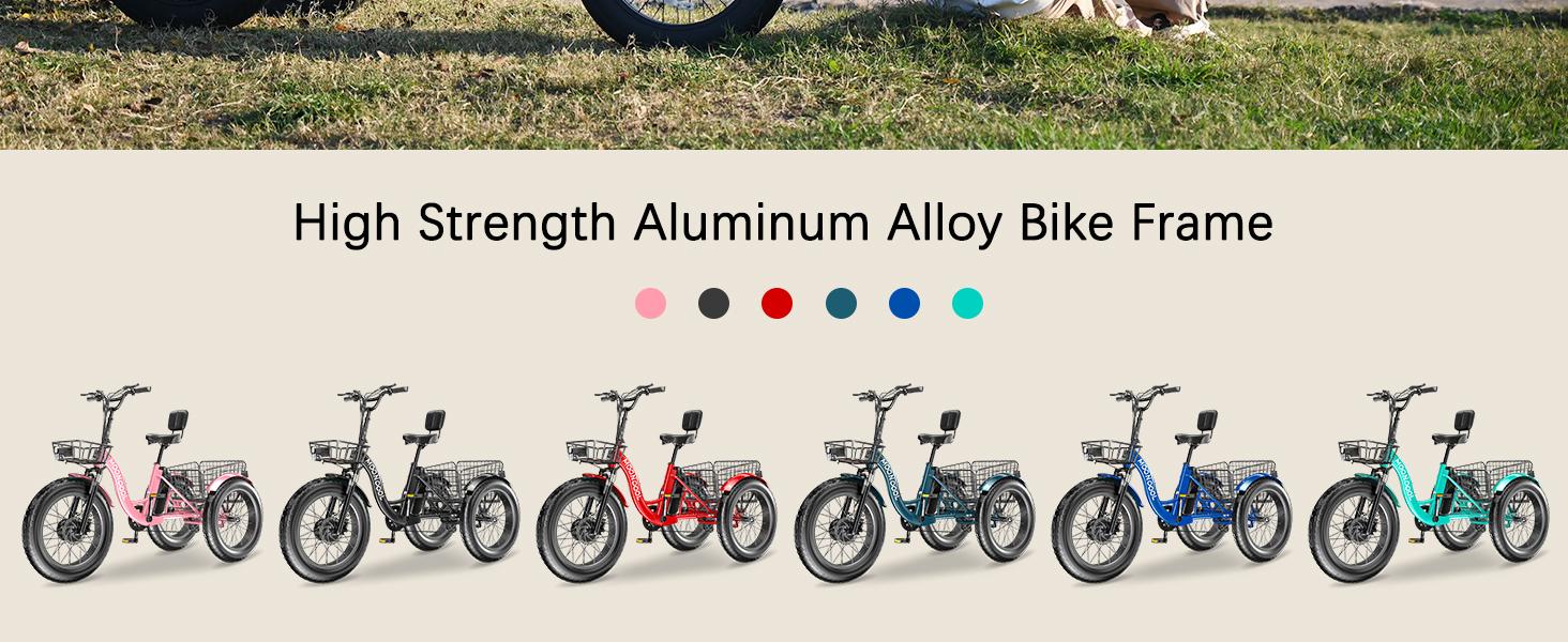 MOONCOOL Electric Tricycle for Adults, 20" x 4" Fat Tire Electric Trike, 48V 500W Motorized Electric Bicycle Bikes, 3 Wheels 7 Speed Ebike with Removable Battery, Aluminum Frame & Large Basket