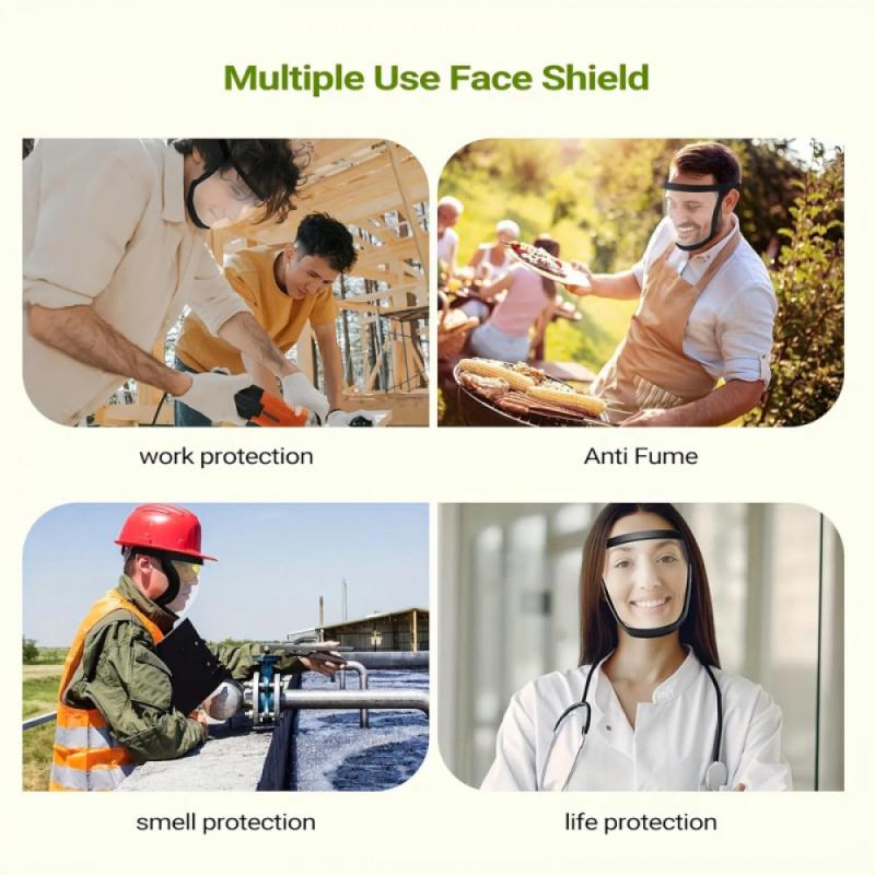 Transparent Visor - Adjustable Full-Face Protective Shield - Durable Plastic Safety Mask - Heat & Impact Resistant for Work, Kitchen, and Outdoor Use with Easy Drawstring Closure,gift for Father's Day