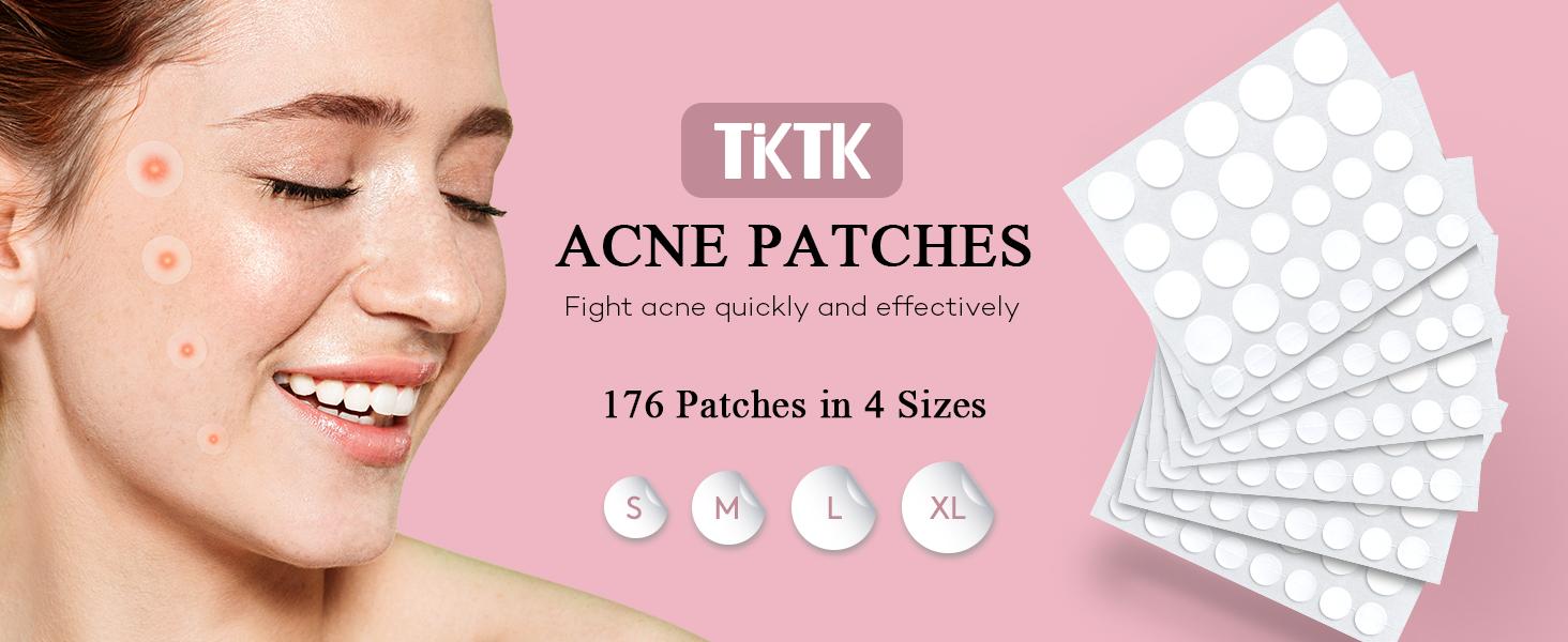 TKTK Acne Patch 6pcs x 30patches (176 Patches), Oil-Free Hypoallergenic, Overnight Repair & Invisible Design, Acne Spot Treatment XL Hydrocolloid Bandages for Full Face, Forehead pimple patch,Back and Body Skincare  pimple patches