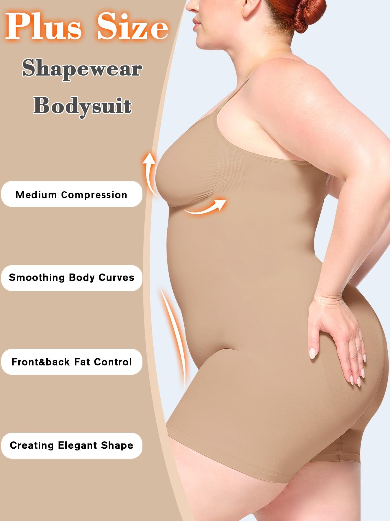 【Plus Size】 Solid Color Shapewear Bodysuit, Tummy Control Butt Lifting Shaper Romper, Seamless Thigh Slimmer Body Shapewear