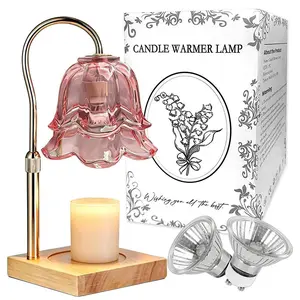 Candle Melting Light, Bellflower Decor Light, Height Adjustable with Timer, 2 Bulbs Packed, Smokeless Scent Lamp
