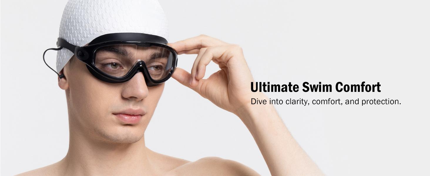 【Creator’s Pick】MARISUN Goggles Swimming Adult Swim-Goggles: Wide View with UV400 Protection Anti Fog No Leak for Men and Women 3 Pack fit outdoorfun Swim Kit Nose Clips Swim Glasses summerwins