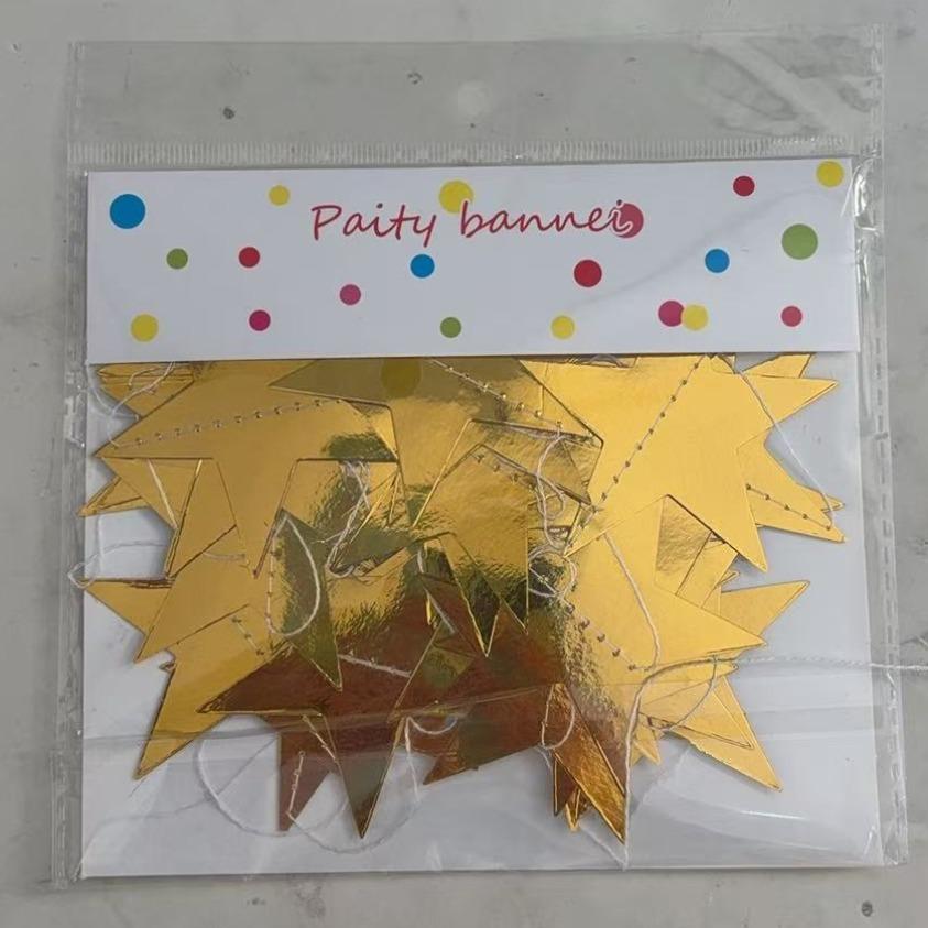 Star ornament, glittering gold double-sided star banner, 157 inches long, small star paper hanging decoration, suitable for Valentine's Day, graduation ceremony, birthday, wedding and all kinds of party backdrops and decorations.