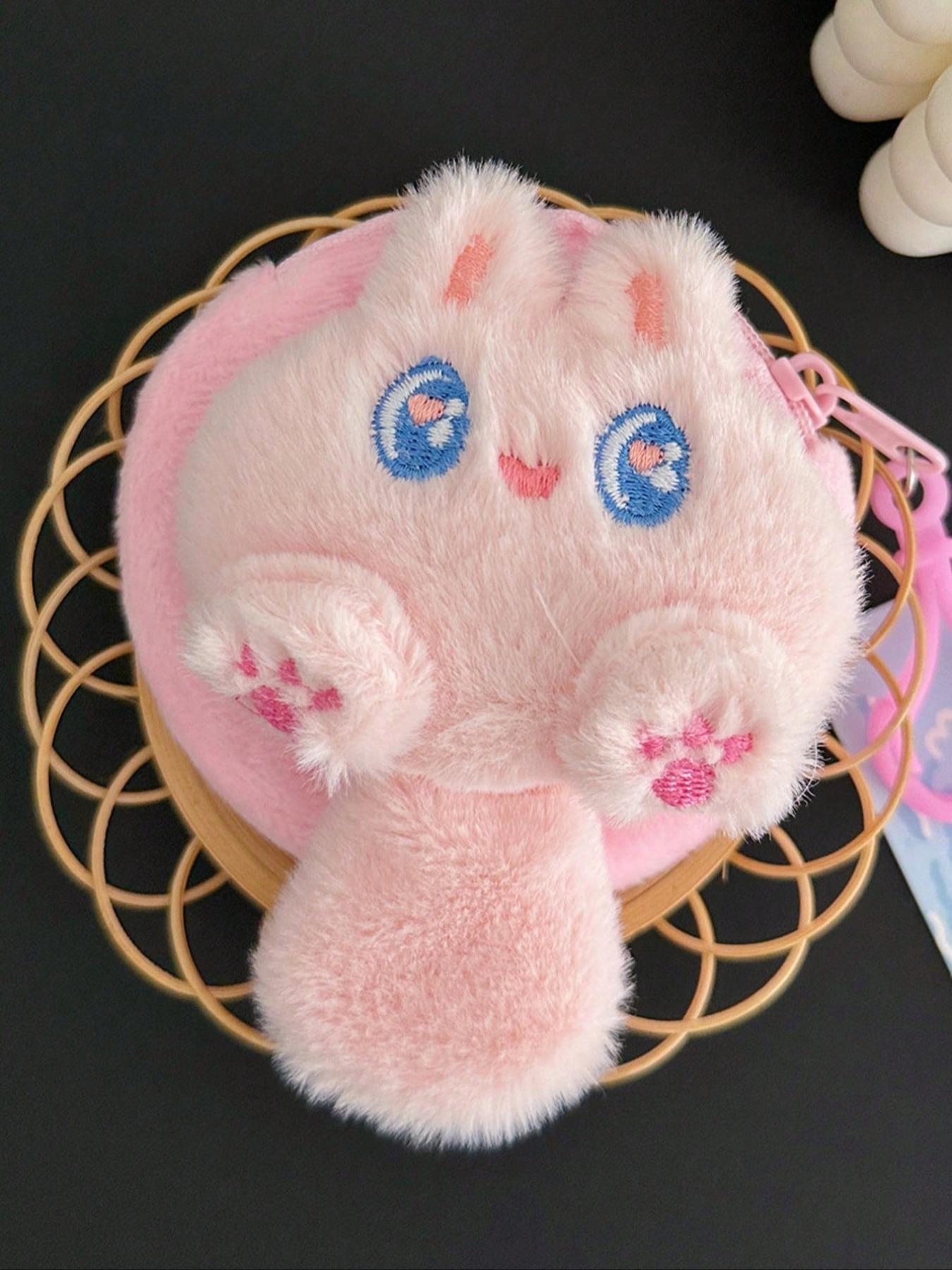 Cute mini plush coin purse, suitable for students, and can also be used as a portable earphone case or a plush backpack accessory. A plush coin purse perfect for storing earphones and lipstick, ideal as a holiday gift or a creative small gift.