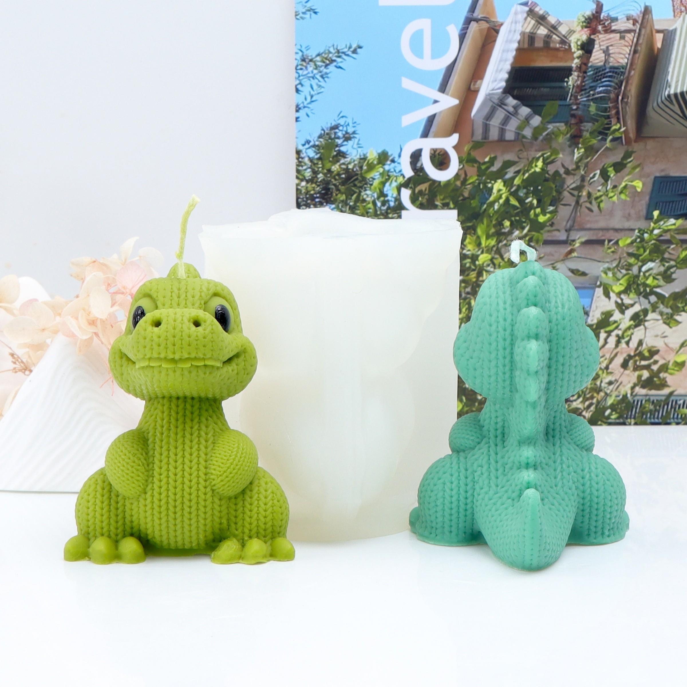 3D Knitted Dinosaur Silicone Mold, Reusable Cute Dinosaur Candle Mold for DIY Aromatherapy Candle, Soap, Resin, Plaster, Handmade Craft Home Decor