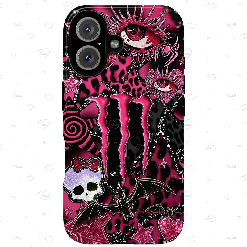 Viral Monster Neon Claw Scratch & Leopard Print Cellphone Case Shell - Gothic Scene-Core Aesthetic, Handheld Alternative Punk Protection for iPhone 17/16/15/14/13/12/11 Series & Samsung Devices