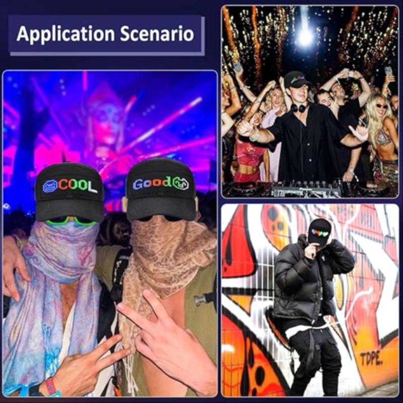LED Hat, Bluetooth Editable Message Display Party Black Hat, LED Screen Smart Adjustable Party LED Baseball Cap, Thanksgiving & Christmas Decoration Gift, Party Event Props