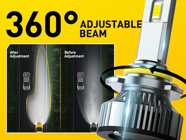 AUXITO 9005 Headlight Bulbs, 6500K White, 40000LM 1000% Brighter 9005 LED Bulb for High Beam Low Beam,9005/HB-3/HB3u Fog Light Replacement, Pack of 2