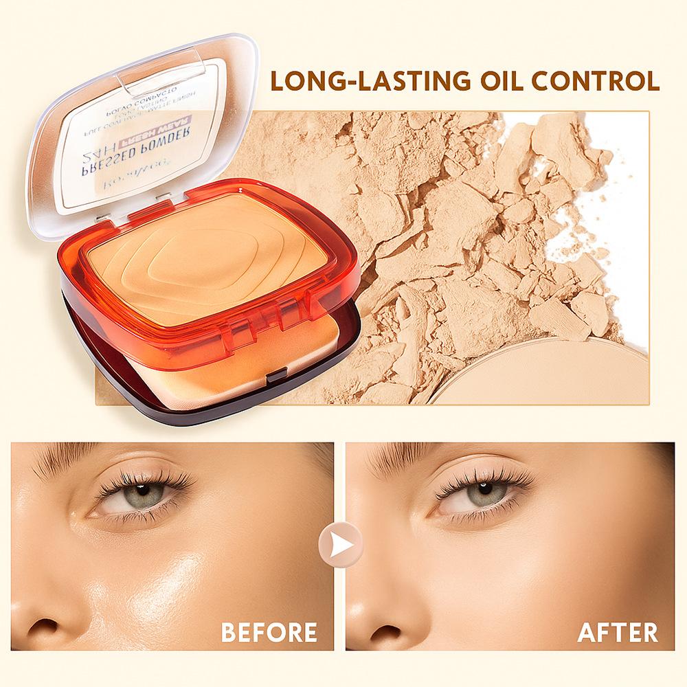 Rosalwee Long-Lasting Makeup Powder, Oil-Control Waterproof, 24h Fresh Wear, Natural Soft Focus, Setting & Touch-Up, Solid Form