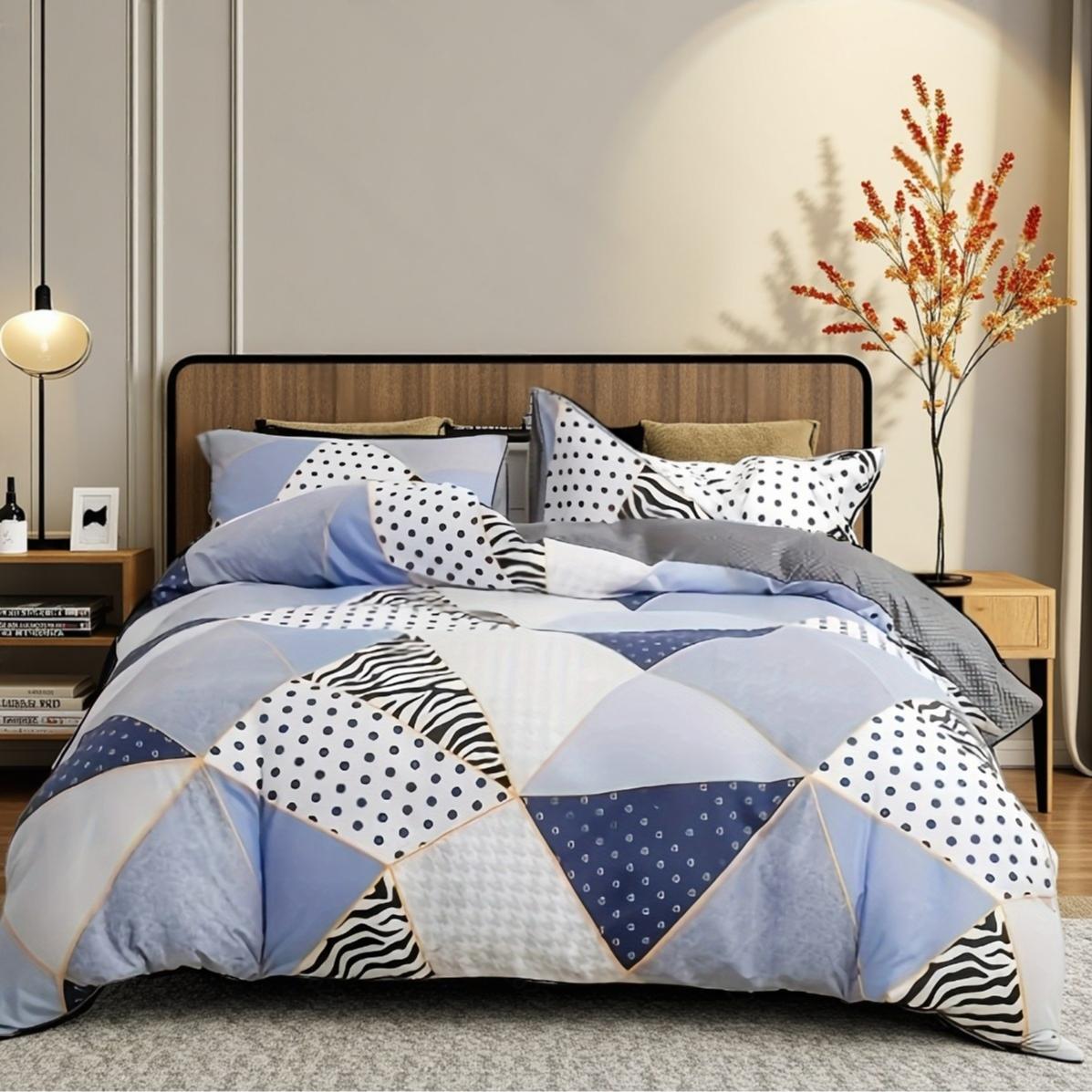 Geometric Pattern Bedding Set, Decorative Bedding Set, Modern Bedroom Fashion Decor, Soft Comfortable Fabric, Cozy Sleep Experience, Home Interior Design