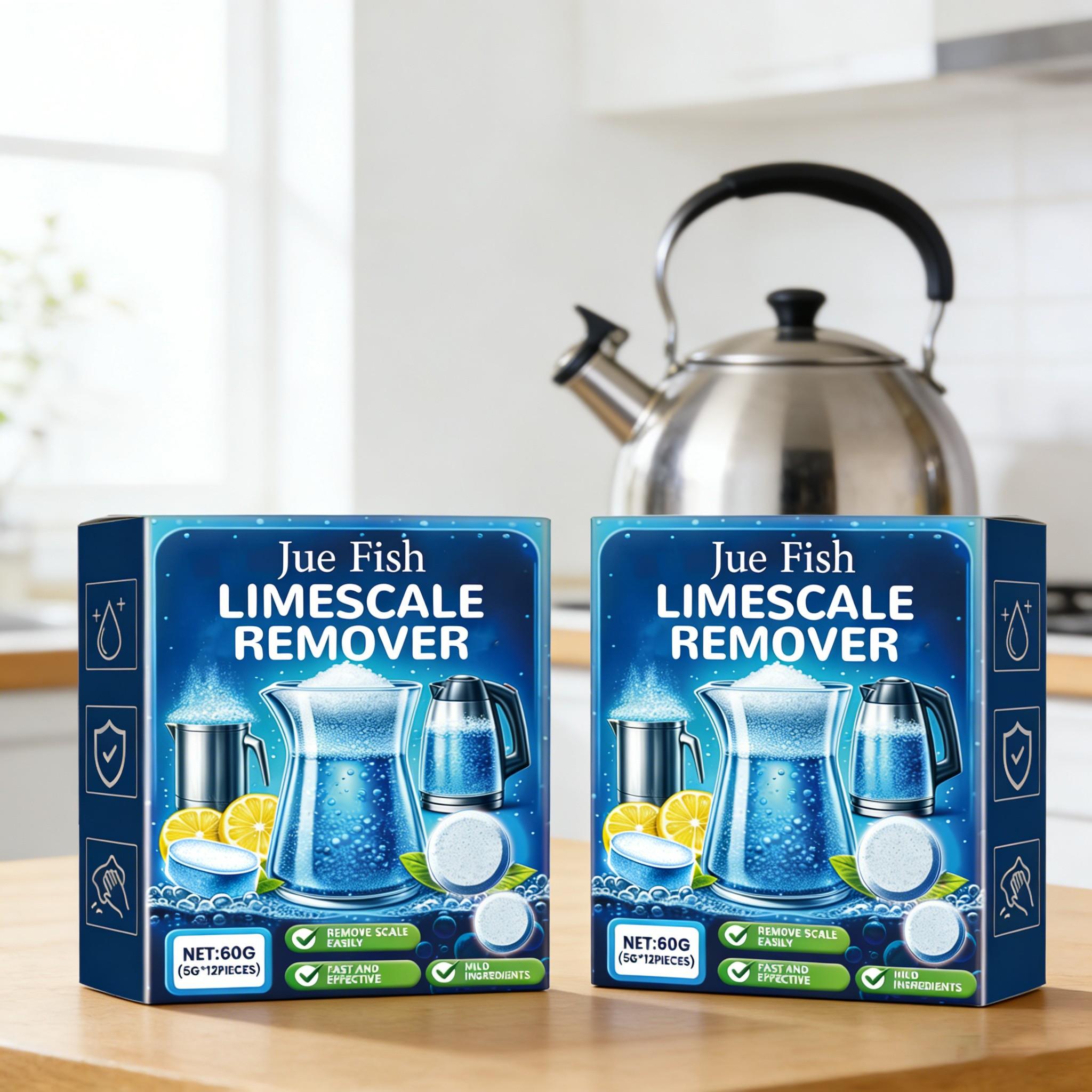 2-Pack Water Scale Remover Tablets (60g*2), Stainless Steel Pot & Kettle Cleaner, Limescale Removal,Lemon Scented, Ensures Drinking Water Quality