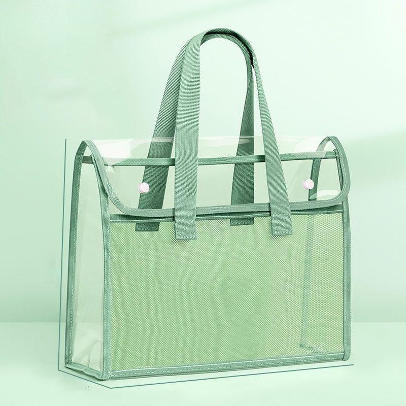 1pc Document Folders, Office Supplies, Expandable Button and Label Pockets, Suitable for School, Home, Office, Commuting, Travel, Portable Design, Transparent and Visible, Ideal for Document & File Organization, Files Organizer